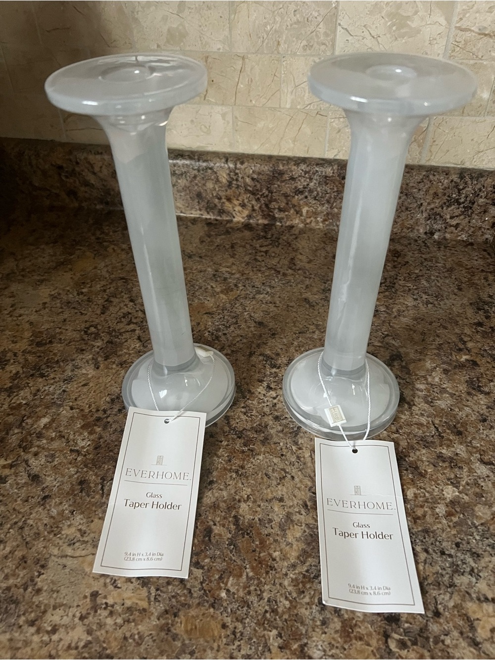 Everhome Glass Taper Candle Holders - Pair